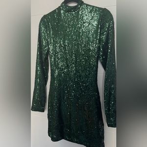 ZARA GREEN SHORT SEQUIN DRESS SMALL REF:7901/445